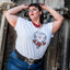 T-shirt femme Loose "Girl Power Hell Yeah" blanc