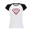 T-shirt Femme col rond "Super Poulette" bicolore blanc / noir