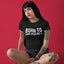 Women's round neck T-shirt "Born to Kick your ass" black