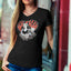 T-shirt Femme col V "Coffee or Death" Noir