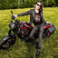T-shirt femme, col V "Poulettes, Born to Ride" Noir