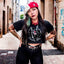 Crop top femme "Hell Yeah" Noir