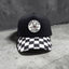 Casquette trucker noire “POULETTES SISTERS” – Visière damier noir & blanc