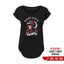 T-shirt femme, col V "Hard Rock Pin up Skull" Noir