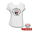 Women's round neck T-shirt "Hell Fire club" two-tone white / black