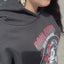 Hooded Sweatshirt, Crop Top Loose Cut, Women's "ça roule ma poule" Black