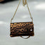 Sac en cuir lamé brillant imprimé Leopard, fabriqué en Italie, Bronze