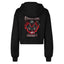 Hooded Sweatshirt, Crop Top Loose Cut, Women's "ça roule ma poule" Black