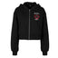 Hooded Sweatshirt, Crop Top Loose Cut, Women's "ça roule ma poule" Black