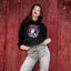 Sweat à capuche, coupe Crop Top Loose, Femme "Rebel Pin Up" Noir