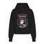 Sweat à capuche, coupe Crop Top Loose, Femme "Rebel Pin Up" Noir