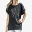 T-shirt Loose Femme Noir Délavé "Hell Hand"