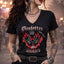 T-shirt femme, col V "Hell Sisters" Noir