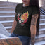 T-shirt Femme col rond "Fire Girl" noir