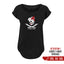 T-shirt femme col V "Poulettes Pirates" noir