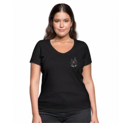 T-Shirts T-shirt femme, manches courtes et col V avec print dos "Hell Hand" noir