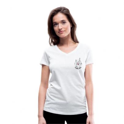 T-Shirts T-shirt femme, manches courtes et col V avec print dos "Hell Hand" blanc