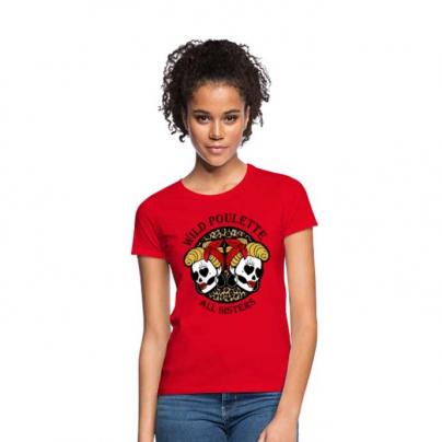 T-Shirts T-shirt femme, manches courtes et col rond "Wild Poulette" rouge