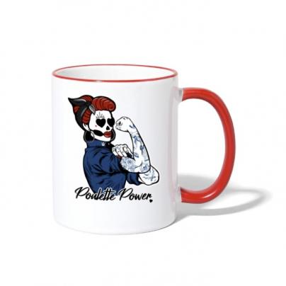 Mugs & Gourdes Mug bicolore "Rosie Poulette Power" Blanc - Rouge