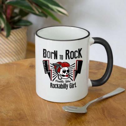 Mugs & Gourdes Mug bicolore "Born To Rock" Blanc-noir