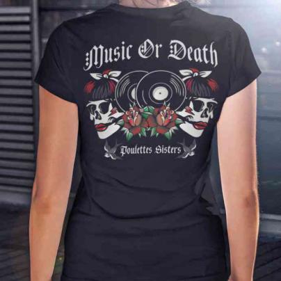 T-Shirts Music or Death T-Shirt Col Rond - Print poitrine et dos