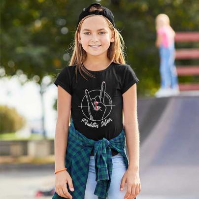 Enfant : Les Mini Poulettes T-shirt col rond, manches courtes, enfant et ado "Hell Yeah Hand" Noir