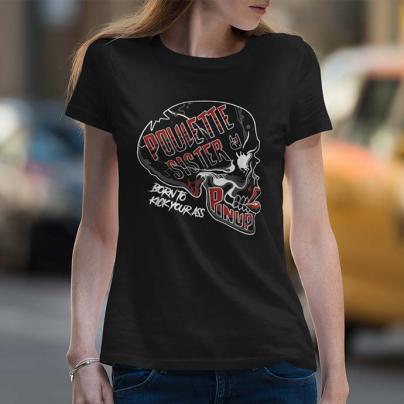 T-Shirts T-shirt Femme, manches courtes, col rond "Poulette Skull by Succub" noir