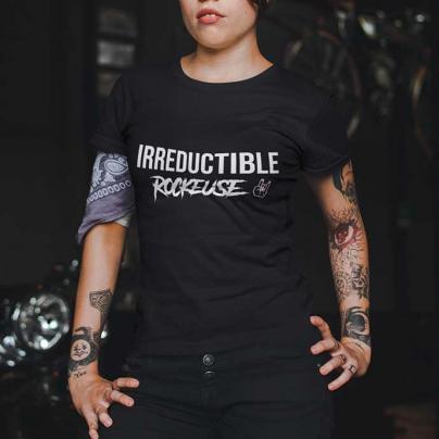 T-Shirts T-shirt Femme, manches courtes, col Rond "Irreductible rockeuse"