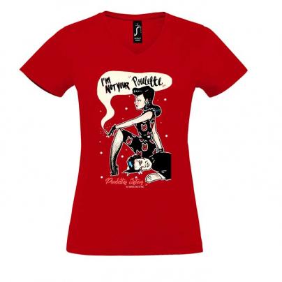 T-Shirts T-shirt Femme, manches courtes, col V "Not Your Poulette" rouge