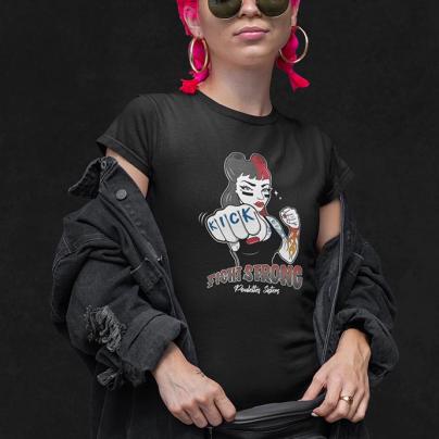 T-Shirts T-shirt Femme, manches courtes, col rond "FIght Poulette" noir