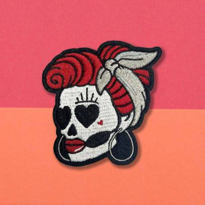 Patchs Brodes Patch « skull Poulette Red »