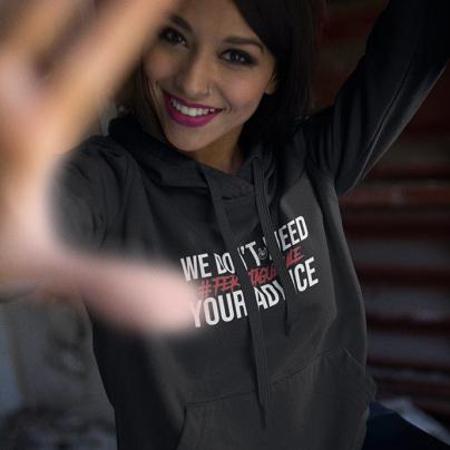 Sweatshirts Sweat à capuche Femme "We don't need your advice, #ftg" Noir