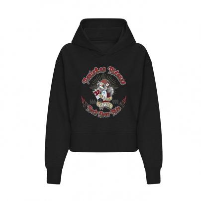 Sweatshirts Sweat à capuche, coupe Crop Top Loose, Femme "ça roule ma poule" Noir