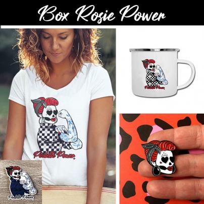 T-Shirts BOX Tee-shirt col rond "Rosie Power Poulette Damier" blanc