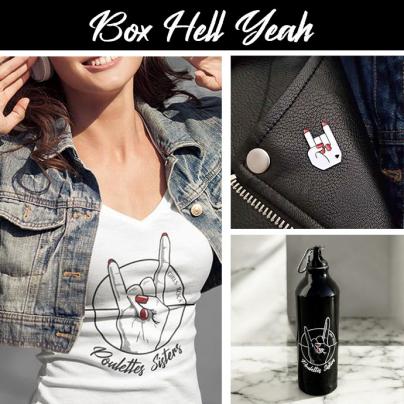 T-Shirts BOX Tee-shirt col V "Hell Yeah Hand" blanc